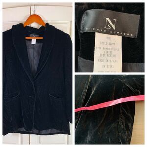 Vtg Nicole Summers Velvet Jacket WomenS 8P Petite Blazer Event Office Career USA